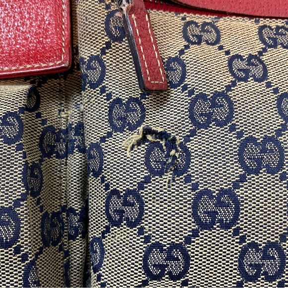 Gucci Pocket Belt Bag 2005 Red x Navy Monogram - Picture 4 of 6